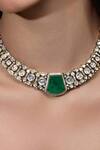 Joules By Radhika_Green Stones, Crystals Noor E Panna Embellished Necklace Set _Online_at_Aza_Fashions