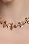 Joules By Radhika_Multi Color Stones Kanaka Blossom Embellished Necklace Set _Online_at_Aza_Fashions