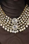 Joules By Radhika_Gold Plated Pearls, Stones, Crystals Sitara Cascade Embellished Necklace Set _Online_at_Aza_Fashions