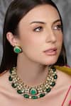 Buy_Joules By Radhika_Green Stones, Pearls Noor Emerald Royalty Embellished Necklace Set _at_Aza_Fashions