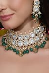 Shop_Joules By Radhika_Gold Plated Pearls, Stones Zahra Mirror Drop Embellished Necklace Set _at_Aza_Fashions