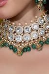 Joules By Radhika_Gold Plated Pearls, Stones Zahra Mirror Drop Embellished Necklace Set _Online_at_Aza_Fashions