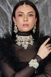 Buy_Joules By Radhika_Gold Plated Crystals, Pearls, Stones Ira Dewdrop Embellished Necklace Set _at_Aza_Fashions