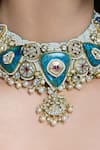 Joules By Radhika_Multi Color Pearls, Stones, Crystals Neelaya Heritage Enamel Necklace Set _Online_at_Aza_Fashions