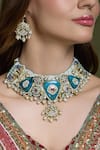 Shop_Joules By Radhika_Multi Color Pearls, Stones, Crystals Neelaya Heritage Enamel Necklace Set _at_Aza_Fashions