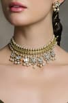 Shop_Joules By Radhika_Gold Plated Pearls, Stones Embellished Necklace Set _at_Aza_Fashions