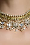 Joules By Radhika_Gold Plated Pearls, Stones Embellished Necklace Set _Online_at_Aza_Fashions