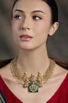 Buy_Joules By Radhika_Multi Color Temple Coin Peacock Necklace _at_Aza_Fashions