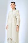 Buy Samyukta Singhania Off White Crepe Embroidery Mandarin Collar Floral Kurta And Pant Set Buy_Samyukta Singhania_Off White Crepe Embroidery Mandarin Collar Floral Kurta And Pant Set