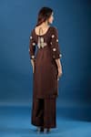 Shop_Samyukta Singhania_Brown Silk, Organza Embroidery, Sequins, Zari Round Neck Butti Kurta Set _at_Aza_Fashions
