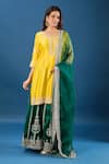 Buy_Samyukta Singhania_Yellow Chanderi Silk, Organza Sequins, Embroidery, Metallic Kurta And Lehenga Set _Online_at_Aza_Fashions