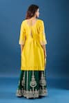 Shop_Samyukta Singhania_Yellow Chanderi Silk, Organza Sequins, Embroidery, Metallic Kurta And Lehenga Set _at_Aza_Fashions