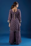 Shop_Samyukta Singhania_Purple Silk, Organza Sequins, Embroidery, Zari V-neck Kurta Sharara Set _at_Aza_Fashions