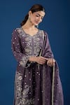 Buy_Samyukta Singhania_Purple Silk, Organza Sequins, Embroidery, Zari V-neck Kurta Sharara Set 