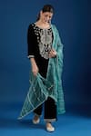 Buy_Samyukta Singhania_Black Velvet, Organza Pearls, Zari, Embroidery, Metallic Thread, Kurta Set _Online_at_Aza_Fashions
