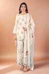 Buy_Samyukta Singhania_Cream Silk, Organza Zari, Sequins, Pearls, Embroidery Round Butti Kurta Set _at_Aza_Fashions