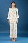 Samyukta Singhania_Cream Silk, Organza Zari, Sequins, Pearls, Embroidery Round Butti Kurta Set _at_Aza_Fashions