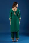 Shop_Samyukta Singhania_Green Crepe, Organza Embroidery, Crystals, Zari, Stones Round Butti Kurta Set _at_Aza_Fashions
