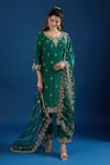 Buy_Samyukta Singhania_Green Crepe, Organza Embroidery, Crystals, Zari, Stones Round Butti Kurta Set _Online_at_Aza_Fashions