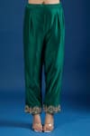 Samyukta Singhania_Green Crepe, Organza Embroidery, Crystals, Zari, Stones Round Butti Kurta Set _at_Aza_Fashions