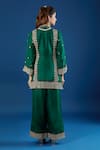 Shop_Samyukta Singhania_Green Silk, Organza Zari, Embroidery, Pearls, Sequins Split Floral Kurta Set _at_Aza_Fashions