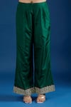 Samyukta Singhania_Green Silk, Organza Zari, Embroidery, Pearls, Sequins Split Floral Kurta Set _at_Aza_Fashions