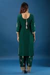Shop_Samyukta Singhania_Green Crepe, Chanderi, Organza Embroidery, Sequins, Pearls, Zari Yoke Kurta Set _at_Aza_Fashions