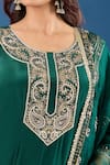 Shop_Samyukta Singhania_Green Crepe, Chanderi, Organza Embroidery, Sequins, Pearls, Zari Yoke Kurta Set _Online_at_Aza_Fashions