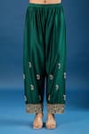 Samyukta Singhania_Green Crepe, Chanderi, Organza Embroidery, Sequins, Pearls, Zari Yoke Kurta Set _at_Aza_Fashions