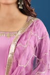 Samyukta Singhania_Purple Crepe, Organza Embroidery, Zari, Sequins Round Yoke Kurta Gharara Set _Online_at_Aza_Fashions