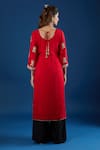 Shop_Samyukta Singhania_Red Silk, Organza Embroidery, Sequins, Metallic Thread, Zari Floral Kurta Set _at_Aza_Fashions