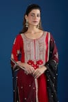 Buy_Samyukta Singhania_Red Silk, Organza Embroidery, Sequins, Metallic Thread, Zari Floral Kurta Set _Online_at_Aza_Fashions