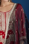 Buy_Samyukta Singhania_Red Silk, Organza Embroidery, Sequins, Metallic Thread, Zari Floral Kurta Set 