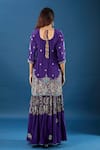 Shop_Samyukta Singhania_Purple Crepe, Organza Embroidery, Zari, Stones Split V-neck Floral Kurta Set _at_Aza_Fashions