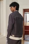 Shop_Saphed_Charcoal Linen Graphite Denim Jacket _at_Aza_Fashions