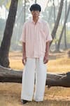 Saphed_Blush Linen Camp Collar Shirt _at_Aza_Fashions
