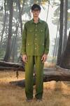 Buy Saphed Olive Green Linen Safari Overshirt Buy_Saphed_Olive Green Linen Safari Overshirt