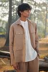 Saphed Brown Linen Mousse Overshirt Online at Aza Fashions Saphed_Brown Linen Mousse Overshirt _Online_at_Aza_Fashions