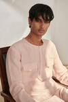 Buy_Saphed_Blush Linen Mousse Kurta Set _Online_at_Aza_Fashions