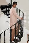 Shop_Saphed_Blush Linen Mousse Kurta Set _Online_at_Aza_Fashions