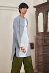 Buy_Saphed_Sky Blue Linen Safari Round Hem Kurta Set _Online_at_Aza_Fashions