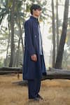 Saphed Navy Linen Summer Trench Coat Online Saphed_Navy Linen Summer Trench Coat _Online