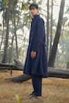 Buy Saphed Navy Linen Summer Trench Coat Online Buy_Saphed_Navy Linen Summer Trench Coat _Online