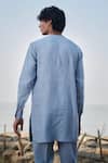 Buy Saphed Sky Blue Linen Pinstripe Side Open Kurta Set Buy_Saphed_Sky Blue Linen Pinstripe Side Open Kurta Set