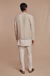Shop_Saphed_Off White Linen Undyed Bandhgala Jacket _at_Aza_Fashions