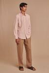 Buy_Saphed_Blush Linen Oxford Shirt _Online_at_Aza_Fashions