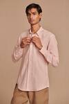 Shop_Saphed_Blush Linen Oxford Shirt _Online_at_Aza_Fashions