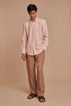 Saphed_Blush Linen Oxford Shirt _at_Aza_Fashions