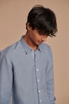 Buy_Saphed_Sky Blue Linen Oxford Shirt 