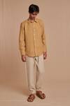 Saphed_Beige Linen Husk Shirt _Online_at_Aza_Fashions